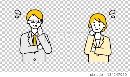 Simple senior office worker male and female _ troubled 134247930