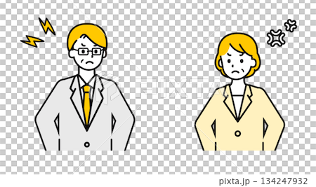 Simple senior office worker male and female _ angry 134247932