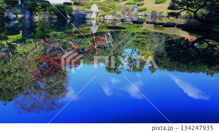 依水園　紅葉　奈良県　奈良公園 134247935