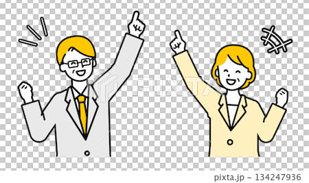 Simple senior office worker male and female _ pleased 134247936