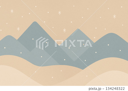 北欧風カラーの雪と山の冬背景イラスト 134248322