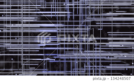 Abstract digital 3d render illustration of interconnected horizontal and vertical lines Abstract digital 3d render illustration of interconnected horizontal and vertical lines 134248507
