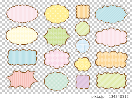 一組形狀和圖案各異的毛絨相框 134248512