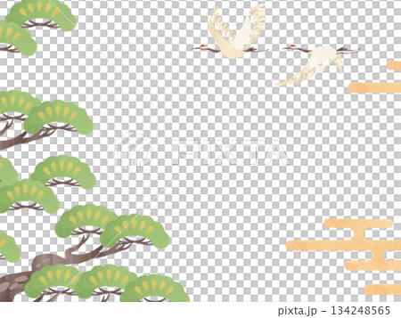 Japanese style crane and pine frame Japanese style crane and pine frame 134248565