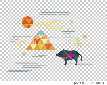 Boar and Mount Fuji 134248651