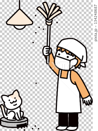 はたきをかける男の子 134248687