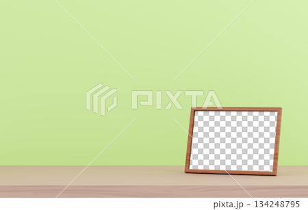 3D素材_写真立て_緑背景 3D素材_写真立て_緑背景 134248795