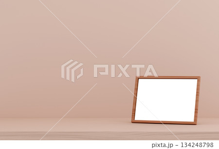 3D素材_写真立て_ベージュ背景 134248798