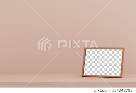 3D素材_写真立て_ベージュ背景 134248798