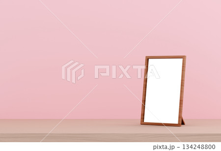 3D素材_写真立て_ピンク背景 3D素材_写真立て_ピンク背景 134248800