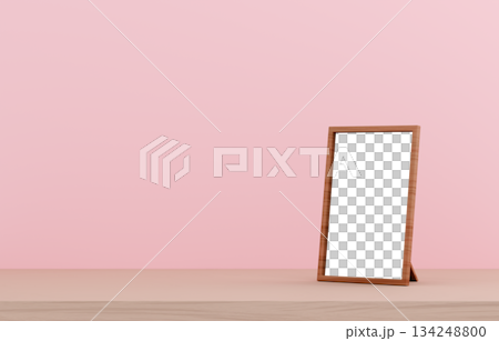 3D素材_写真立て_ピンク背景 3D素材_写真立て_ピンク背景 134248800