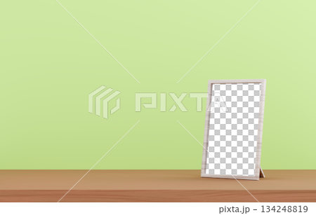 3D素材_写真立て_緑背景 3D素材_写真立て_緑背景 134248819