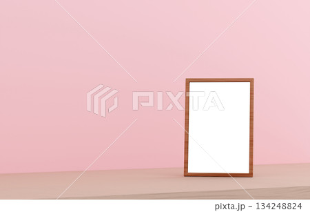 3D素材_写真立て_ピンク背景 3D素材_写真立て_ピンク背景 134248824