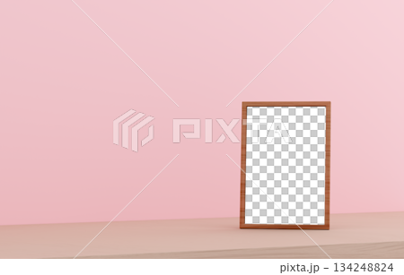 3D素材_写真立て_ピンク背景 3D素材_写真立て_ピンク背景 134248824
