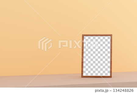 3D material_Photo frame_Yellow background 3D material_Photo frame_Yellow background 134248826