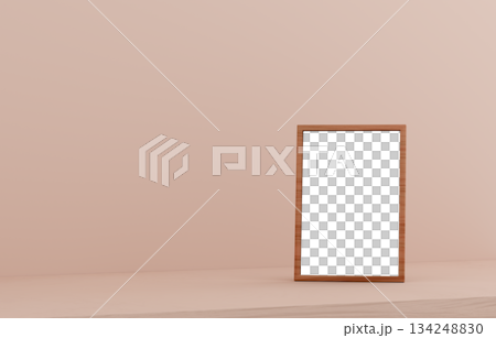 3D素材_写真立て_ベージュ背景 3D素材_写真立て_ベージュ背景 134248830