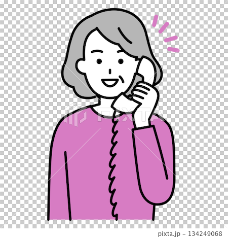 老年婦女透過電話諮詢解決問題 老年婦女透過電話諮詢解決問題 134249068