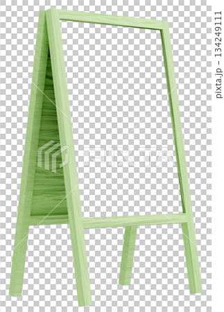 3D素材_フレーム_A看板_黄緑 134249111