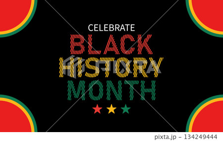 Celebrate Black History Month Banner Bold Red Yellow Green Text Design 134249444