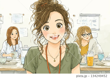 美優シリーズ：研修後に一息つく介護スタッフたち｜職場で休憩する和やかな時間 134249452