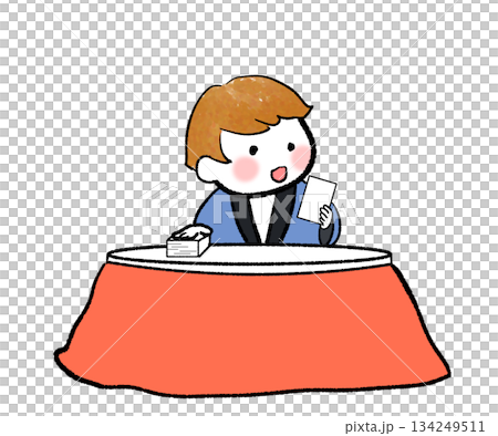 こたつで年賀状を見る男の子 こたつで年賀状を見る男の子 134249511