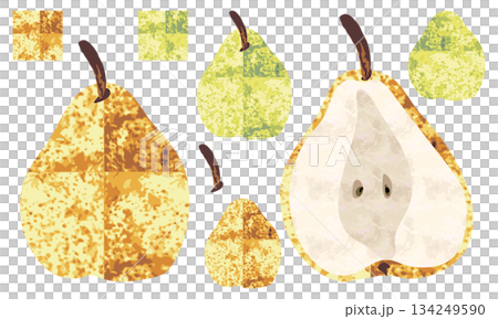 Hand-drawn artistic pear illustration material set Hand-drawn artistic pear illustration material set 134249590