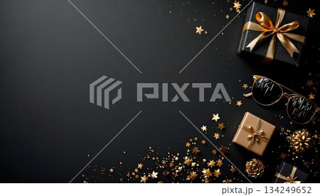 Gifts featuring sunglasses and a mustache on a dark background, perfect for Father's Day family fun with dad and kids Gifts featuring sunglasses and a mustache on a dark background, perfect for Father's Day family fun with dad and kids 134249652