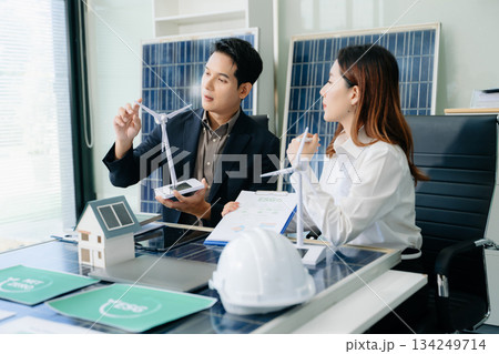 Cutting edge solar panel battery concept with our team of renewable energy engineers Cutting edge solar panel battery concept with our team of renewable energy engineers 134249714