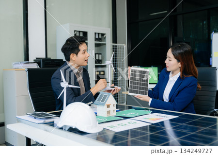 Business team people planning hand using laptop for working technology and business Net zero and carbon neutral concept. Business team people planning hand using laptop for working technology and business Net zero and carbon neutral concept. 134249727
