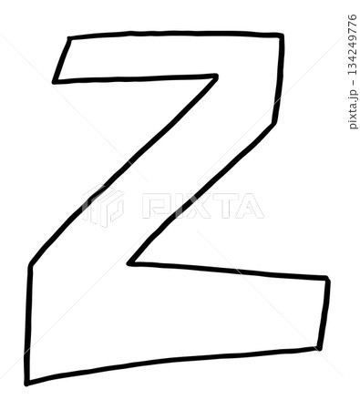 Hand drawn Z alphabet letter outline for colouring book, tattoo, font, typography, text, message, campaign badge, initials, name design, print, calligraphy, sticker, poster, cute patch, brooch, art 134249776