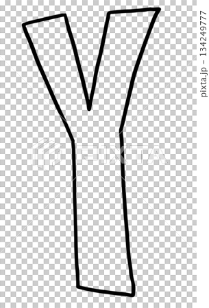 Hand drawn Y alphabet letter outline for colouring book, tattoo, font, typography, text, message, campaign badge, initials, name design, print, calligraphy, sticker, poster, cute patch, brooch, art 134249777