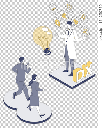 医療DXのアイデアを説明する医師と走る医療スタッフ 134250750