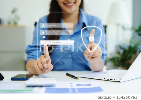 Cyber security concept, Login, User, identification information security and encryption, secure access to user's personal information Cyber security concept, Login, User, identification information security and encryption, secure access to user's personal information 134250763