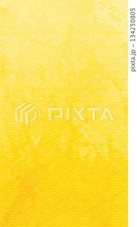 青海波文様　ゴールドのグラデーション背景イラスト　和柄 134250805