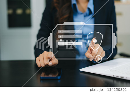 Cyber security concept, Login, User, identification information security and encryption, secure access to user's personal information 134250892