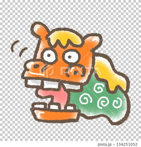口を開けた獅子舞のイラスト 口を開けた獅子舞のイラスト 134251052