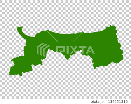 鳥取県の地図（グリーン） 134251316