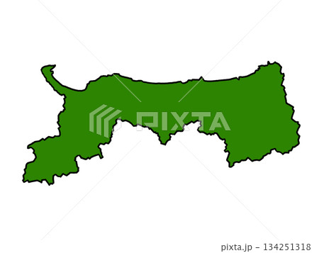 鳥取県の地図（縁取りグリーン） 134251318