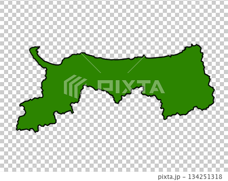 鳥取県の地図（縁取りグリーン） 134251318