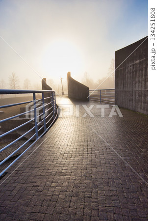 晩秋の朝の市立美術館 134251808