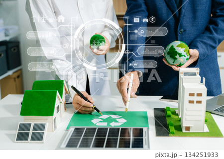 Business team people planning hand using laptop for working technology and business Net zero and carbon neutral Business team people planning hand using laptop for working technology and business Net zero and carbon neutral 134251933