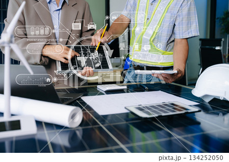 ESG concept of environmental, Green ethical business preserving resources, reducing CO2, Business person team 134252050