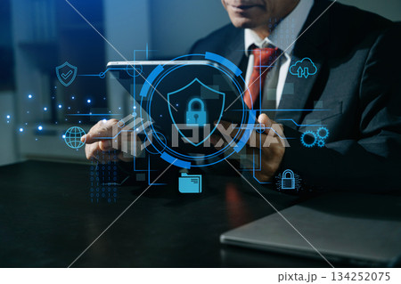 Network security system. Personal Data information on Tablet.Information and cyber security Technology Services. Network security system. Personal Data information on Tablet.Information and cyber security Technology Services. 134252075