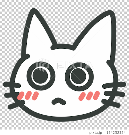 尷尬的貓臉圖示插圖 134252324
