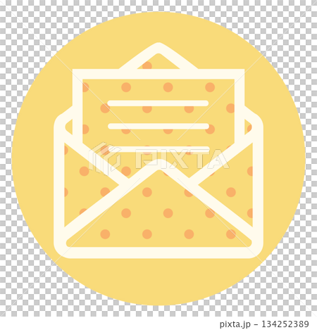 Mail simple icon Document Yellow Polka dot Mail simple icon Document Yellow Polka dot 134252389