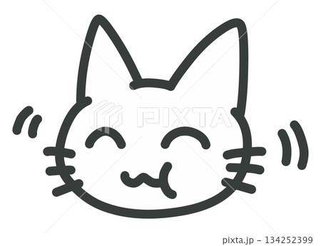 美味しいものを食べている猫の顔アイコンイラスト 美味しいものを食べている猫の顔アイコンイラスト 134252399