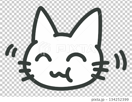 美味しいものを食べている猫の顔アイコンイラスト 美味しいものを食べている猫の顔アイコンイラスト 134252399