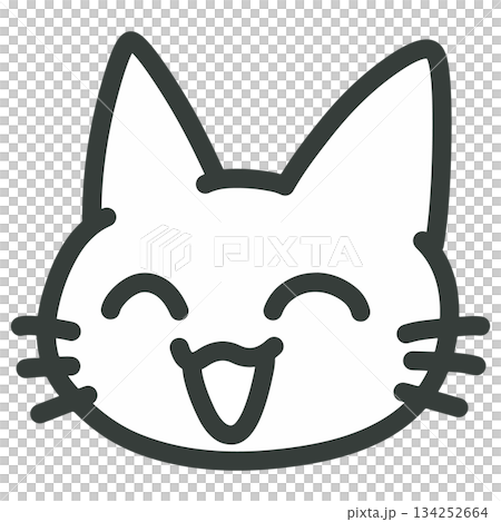 一幅可愛的白貓微笑瞇眼的插圖 134252664