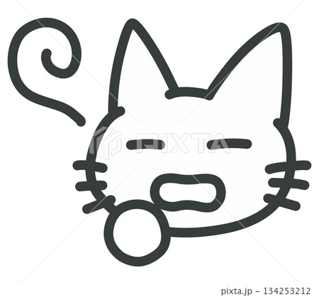 あくびをする白猫のイラスト あくびをする白猫のイラスト 134253212