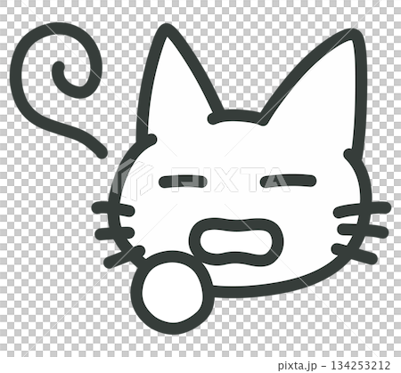 あくびをする白猫のイラスト あくびをする白猫のイラスト 134253212